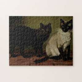 Vintage Niedliche Katzen Black Manx Siamese Puzzle