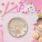 Vintage Niedliche Katzen Blume Girl Blush Pappteller (Party)
