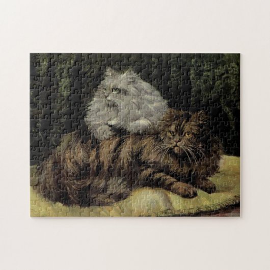 Vintage Niedliche Katzen Tabby und Persische Illus Puzzle (Horizontal)