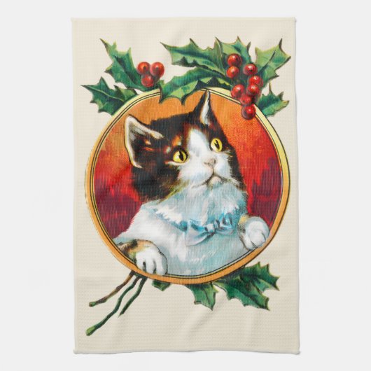 Vintage, niedliche Katzenjause Geschirrtuch (Vertikal)