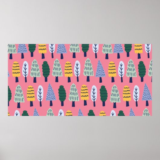 Vintage niedliche Kiefernbäume nahtlos Poster (Vorne)