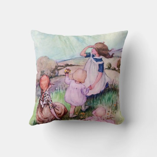 Vintage niedliche Kinder im Sun Kissen (Rückseite)