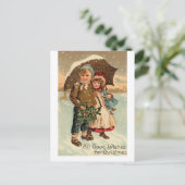 Vintage Niedliche Kinder Weihnachten Postkarte (Stehend Vorderseite)