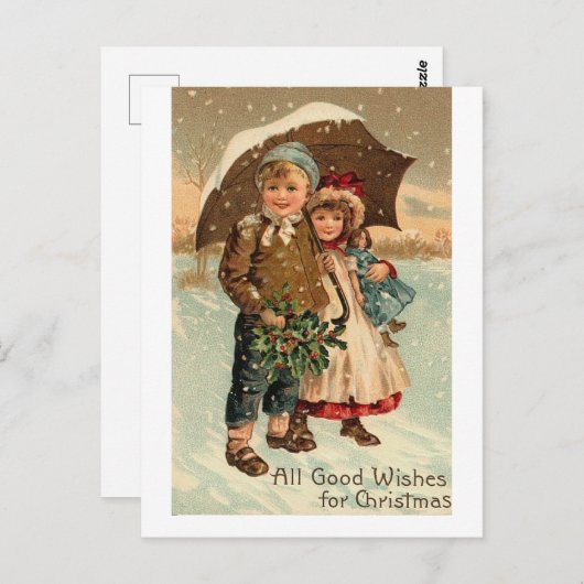 Vintage Niedliche Kinder Weihnachten Postkarte (Vorne/Hinten)