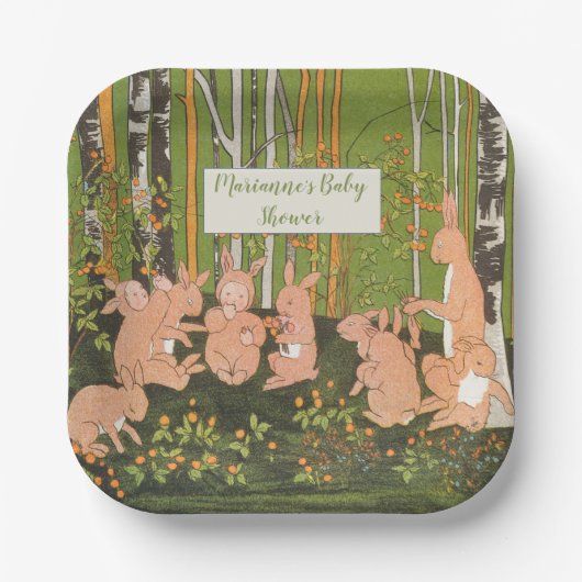 Vintage Niedliche Kinderdusche Pappteller (Vorderseite)