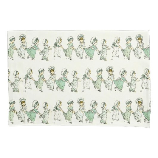 Vintage Niedliche Kinderpattern Kate Greenaway Min Kissenbezug (Vorderseite)