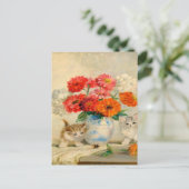 Vintage Niedliche Kitten Meta Plückebaum Ölgemälde Postkarte (Stehend Vorderseite)