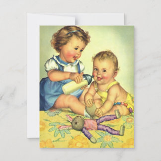Vintage Niedliche Kleinkinder, Einladung zur Gebur
