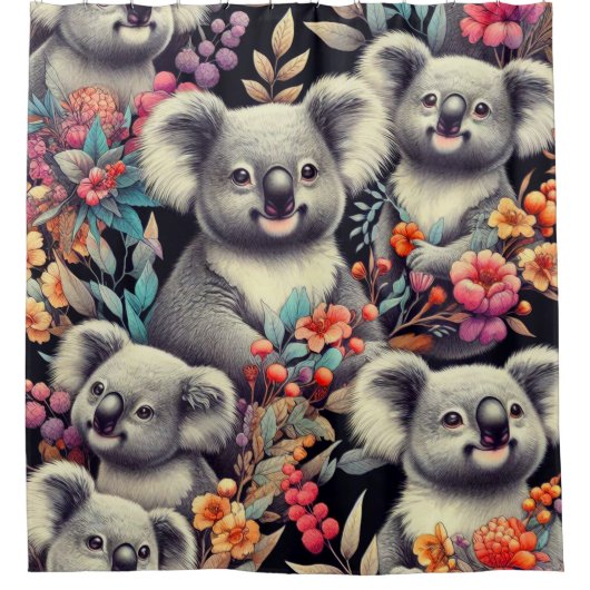Vintage Niedliche Koala-Malerei Duschvorhang (Vorderseite)
