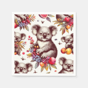 Vintage Niedliche Koala-Malerei Nahtlos Serviette