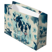 Vintage Niedliche landwirtschaftliche Kuh nahtlos Große Geschenktüte (Vorderseite Schrägansicht)