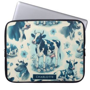 Vintage Niedliche landwirtschaftliche Kuh nahtlos Laptopschutzhülle