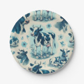 Vintage Niedliche landwirtschaftliche Kuh nahtlos Pappteller (Vorderseite)