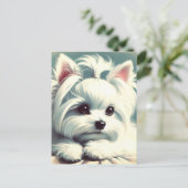 Vintage Niedliche Maltesische Malerei Postkarte (Stehend Vorderseite)