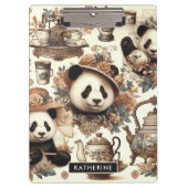 Vintage Niedliche Panda Nahtlose Malerei Klemmbrett (Vorderseite)