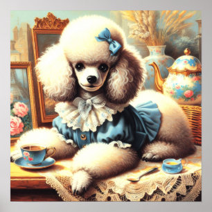 Vintage Niedliche Poodle-Malerei Poster