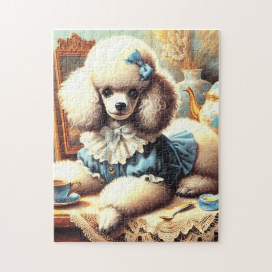 Vintage Niedliche Poodle-Malerei Puzzle (Vertikal)