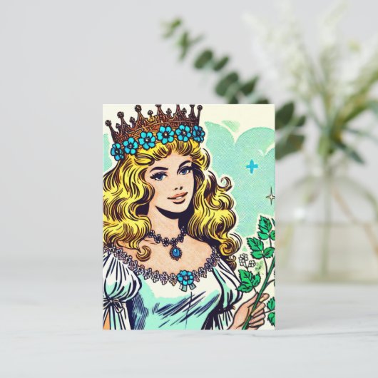 Vintage Niedliche Princess-Comicen Postkarte (Stehend Vorderseite)