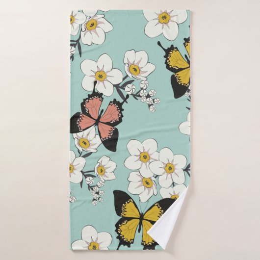 Vintage niedliche romantische, nahtlose Blume Badehandtuch (Badehandtuch)