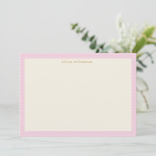 Vintage Niedliche Rosa Streifen Personalisiert Wei Dankeskarte