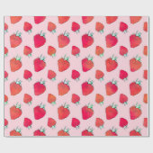 Vintage Niedliche Rote Erdbeeren Girly Pink Muster Geschenkpapier (Flach)