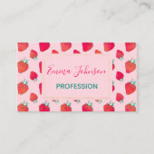 Vintage Niedliche Rote Erdbeeren Girly Pink Muster Visitenkarte (Vorderseite)