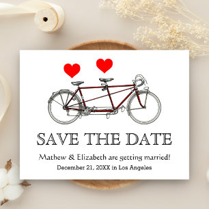 Vintage Niedliche Tandem-Radhochzeit retten den Te Ankündigungspostkarte