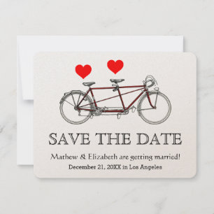 Vintage Niedliche Tandem-Radhochzeit retten den Te Einladung