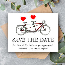 Vintage Niedliche Tandem-Radhochzeit retten den Te Save The Date