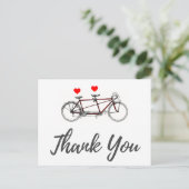 Vintage Niedliche Tandem-Radhochzeit Vielen Dank Postkarte (Stehend Vorderseite)
