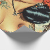 Vintage Niedliche Tattoo Girl Geschenkpapier (Ecke)