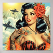 Vintage Niedliche Tattoo Girl Poster (Vorne)