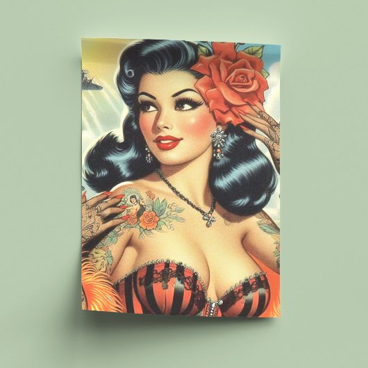 Vintage Niedliche Tattoo Girl Seidenpapier