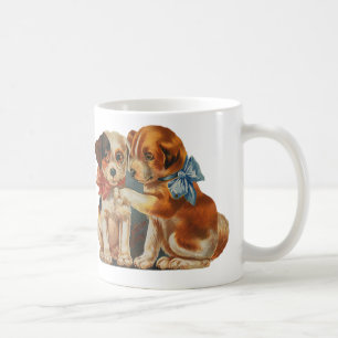Vintage Niedliche Valentinin-Liebe, zwei Hunde Mut Kaffeetasse