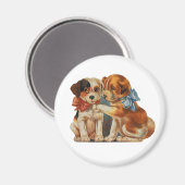 Vintage Niedliche Valentinin-Liebe, zwei Hunde Mut Magnet (Vorderseite/Rückseite)