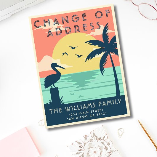 Vintage Niedliche Veränderung der "Address Beach C Postkarte