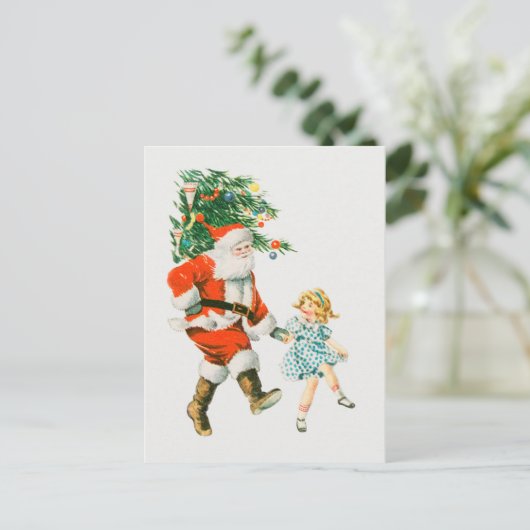 Vintage Niedliche Weihnachtsfeier Postkarte (Stehend Vorderseite)