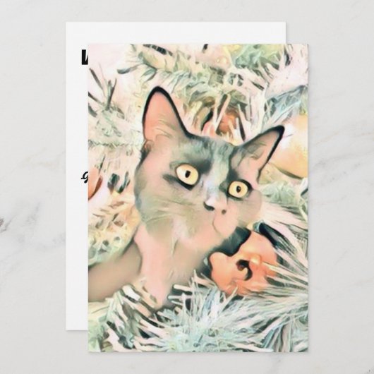 Vintage Niedliche Weihnachtskatze Feiertagskarte (Vorne/Hinten)