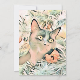 Vintage Niedliche Weihnachtskatze Feiertagskarte