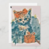 Vintage Niedliche Weihnachtskatze Feiertagskarte (Vorne/Hinten)