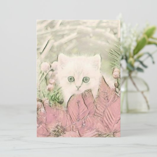 Vintage Niedliche Weihnachtskatze Feiertagskarte (Stehend Vorderseite)