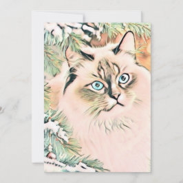 Vintage Niedliche Weihnachtskatze Feiertagskarte