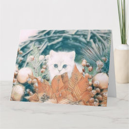 Vintage Niedliche Weihnachtskatze Karte