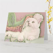 Vintage Niedliche Weihnachtskatze Karte (Gelbe Blume)