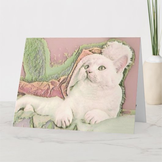 Vintage Niedliche Weihnachtskatze Karte (Vorderseite)