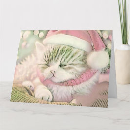 Vintage Niedliche Weihnachtskatze Karte