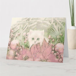 Vintage Niedliche Weihnachtskatze Karte