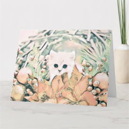 Vintage Niedliche Weihnachtskatze Karte