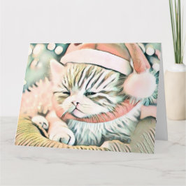 Vintage Niedliche Weihnachtskatze Karte