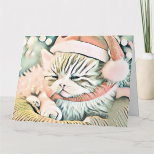 Vintage Niedliche Weihnachtskatze Karte